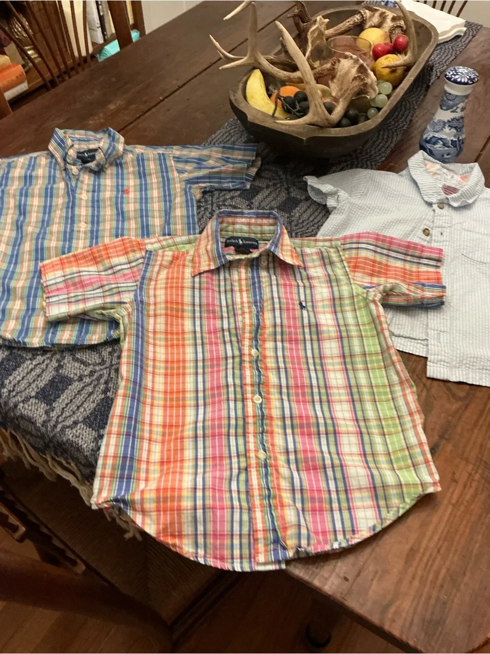 Polo Ralph Lauren Multicolor Plaid Short Sleeve Button Shirts boys 4T Set of 3